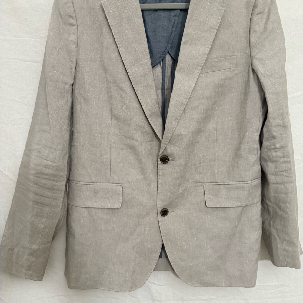 Fairlane Linen Blend Blazer Men’s Regular Neutral Stone Oatmeal Summer EUC